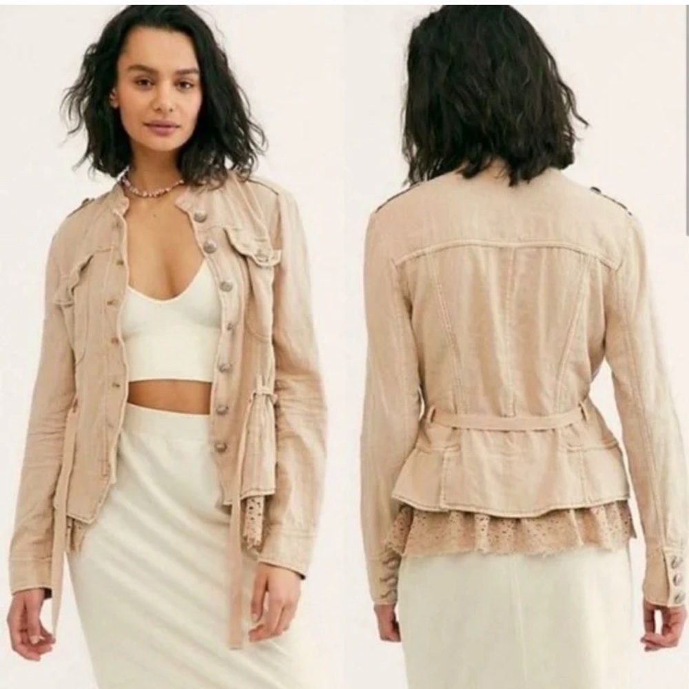 Beige Women's Military-Style Jacket - Picture 4 of 14